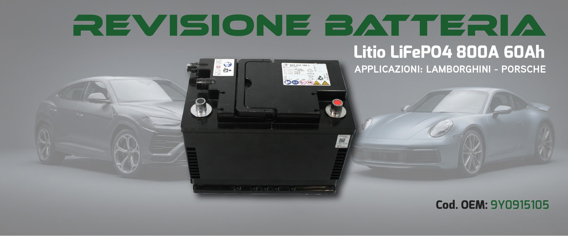 REVISIONE BATTERIA Litio LiFePO4 800A 60Ah 9Y0915105 9Y0915105L 9Y0915105Q 9Y0915105QY 9Y0915105G